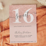 Roos gouden glitter pastel blush roze Sweet 16 Kaart<br><div class="desc">Roos gouden glitter pastel blush roze script kalligrafie typografie lief 16 verjaardagsfeestuitnodiging. Perfect voor een modern elegant lief zestien feest.</div>