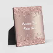 Roos Gouden Glitter Plaque Aangepaste Tekst Jouw n Fotoplaat (Voorkant)