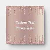 Roos Gouden Glitter Plaque Gift met aangepaste tek Fotoplaat (Voorkant)