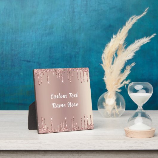 Roos Gouden Glitter Plaque Gift met aangepaste tek Fotoplaat (Insitu)