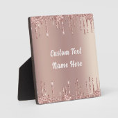 Roos Gouden Glitter Plaque Gift met aangepaste tek Fotoplaat (Voorkant)