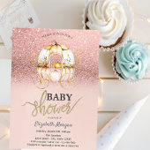Roos Gouden Glitter Pompoen Carriage Baby shower Kaart