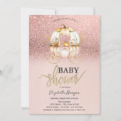 Roos Gouden Glitter Pompoen Carriage Baby shower Kaart (Voorkant)