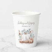 Roos Gouden Glitter Pompoen Elegant Herfst Celebra Papieren Bekers (Achterkant)