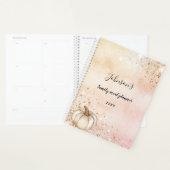 Roos gouden glitter pompoen familie maaltijd 2025 planner (Display)