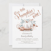 Roos Gouden Glitter Pompoen Herfst 1e Verjaardag Kaart (Voorkant)