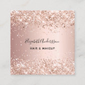 Roos gouden glitter profielfoto vierkante visitekaartje (Voorkant)