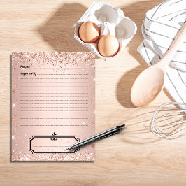 Roos gouden glitter recept kookboek pagina insert