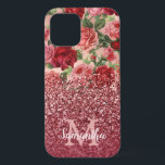 Roos Gouden Glitter  Rood Roze Rose Bloemen Case-Mate iPhone Case<br><div class="desc">Chic, Elegant, , Roze, Bleek violet rood, roos bloemen gepersonaliseerde naam en monogrammed iPhone case. Romantisch, girly design heeft een bloemenkleur in roze, bleek violet rode rozen achtergrond en een onderste donkergouden roos en bordeauxrode glitteroverlay. U kunt aanpassen met jouw naam en monogram initiaal. Als u geen personalisatie nodig heeft,...</div>