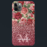 Roos Gouden Glitter  Rood Roze Rose Bloemen Case-Mate iPhone Case<br><div class="desc">Chic, Elegant, , Roze, Bleek violet rood, roos bloemen gepersonaliseerde naam en monogrammed iPhone case. Romantisch, girly design heeft een bloemenkleur in roze, bleek violet rode rozen achtergrond en een onderste donkergouden roos en bordeauxrode glitteroverlay. U kunt aanpassen met jouw naam en monogram initiaal. Als u geen personalisatie nodig heeft,...</div>