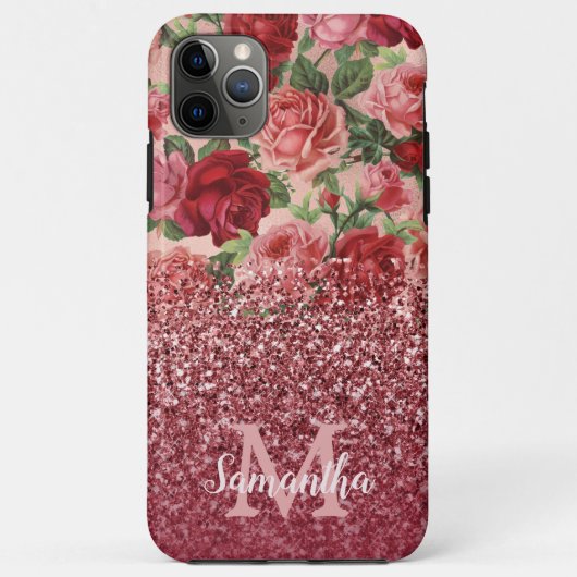 Roos Gouden Glitter  Rood Roze Rose Bloemen Case-Mate iPhone Case (Achterkant)