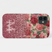 Roos Gouden Glitter Rood Roze Rose Bloemen Case-Mate iPhone Case (Achterkant (horizontaal))