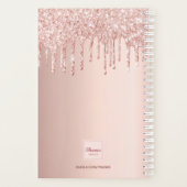 Roos gouden glitter roze aangepaste foto naam planner (Achterkant)