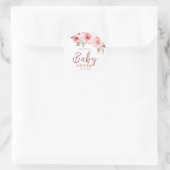 Roos gouden glitter roze bloemig baby shower ronde sticker (Tas)