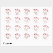 Roos gouden glitter roze bloemig dank u ronde sticker (Vel)