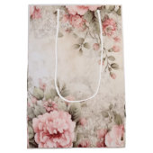 roos gouden glitter, roze folie, kerstinpakpap medium cadeauzakje (Achterkant)