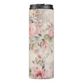 roos gouden glitter, roze folie, kerstinpakpap thermosbeker (Achterkant)