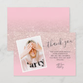 Roos gouden glitter roze foto bedankt Sweet 16 (Voorkant / Achterkant)