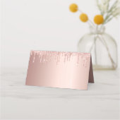 Roos gouden glitter roze glans plaatskaartje (Achterkant)