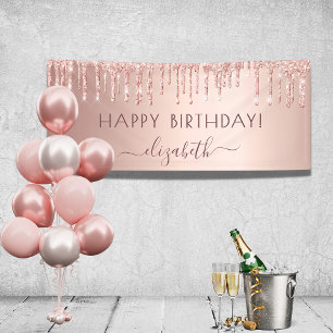 Roos gouden glitter roze glans spandoek