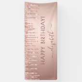 Roos gouden glitter roze glans spandoek (Verticaal)