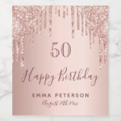 Roos gouden glitter roze glans wijn etiket (Enkel label)