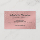 Roos gouden glitter roze Huis Schoonmaakservice Visitekaartje (Achterkant)
