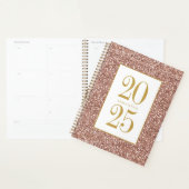 Roos Gouden Glitter Roze Luxe Look Gepersonaliseer Planner (Display)