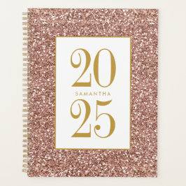 Roos Gouden Glitter Roze Luxe Look Gepersonaliseer Planner