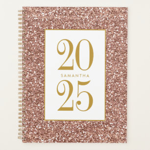 Roos Gouden Glitter Roze Luxe Look Gepersonaliseer Planner