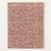 Roos Gouden Glitter Roze Luxe Look Gepersonaliseer Planner (Achterkant)