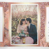 Roos Gouden Glitter Roze Marmeren Fotobruiloft Drieluik Uitnodiging (Binnenkant midden)