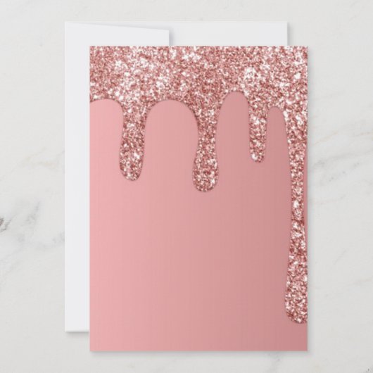 Roos Gouden Glitter Roze Meisje 10e Verjaardag Kaart (Achterkant)