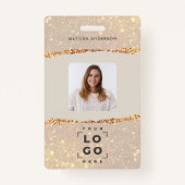 Roos gouden glitter roze modern meisjesachtig eleg badge (Voorkant)