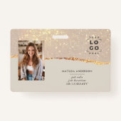 Roos gouden glitter roze modern meisjesachtige ele badge (Voorkant)