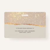 Roos gouden glitter roze modern meisjesachtige ele badge (Achterkant)