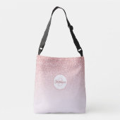 Roos Gouden Glitter Roze Ombre Monogram Crossbody Tas (Achterkant)