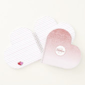 Roos Gouden Glitter Roze Ombre Monogram Notitieboek (Binnen)
