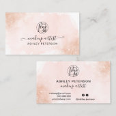 Roos Gouden glitter roze penseelstreek logo make-u Visitekaartje (Voorkant / Achterkant)