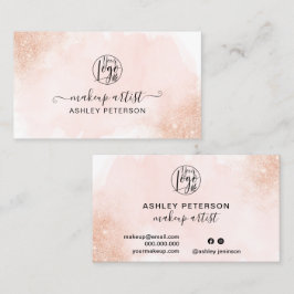 Roos Gouden glitter roze penseelstreek logo make-u Visitekaartje