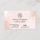 Roos Gouden glitter roze penseelstreek logo make-u Visitekaartje (Achterkant)