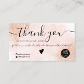 Roos Gouden glitter roze penseelstreek orde dank u Visitekaartje (Voorkant)