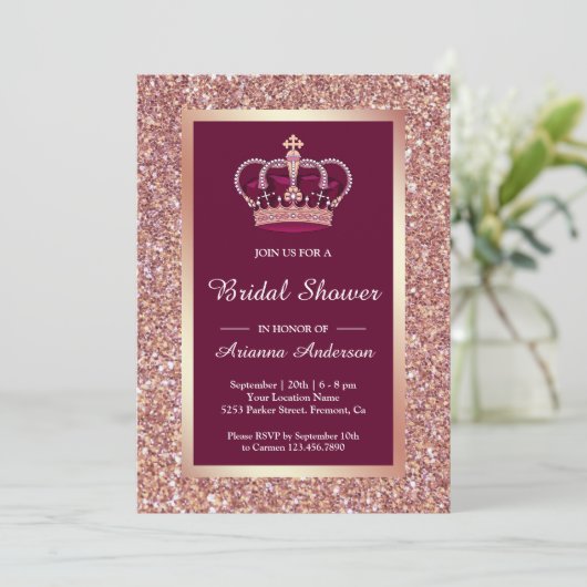 Roos Gouden Glitter Roze Prinses Vrijgezellenfeest Kaart (Staand voorkant)