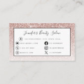 Roos Gouden Glitter Roze QR Code Make-up Haar Visitekaartje (Achterkant)