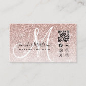Roos Gouden Glitter Roze QR Code Make-up Haar Visitekaartje (Voorkant)
