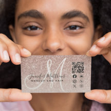 Roos Gouden Glitter Roze QR Code Make-up Haar