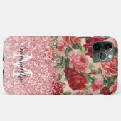 Roos Gouden Glitter  Roze Roos Bloemen Case-Mate iPhone Case (Achterkant (horizontaal))