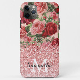 Roos Gouden Glitter  Roze Roos Bloemen Case-Mate iPhone Case