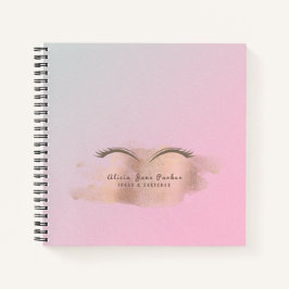 Roos gouden glitter roze trendy moderne make-up ar notitieboek