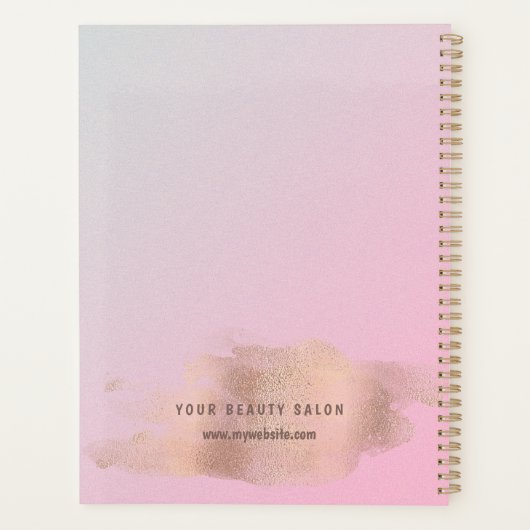 Roos gouden glitter roze trendy moderne make-up ar planner (Achterkant)